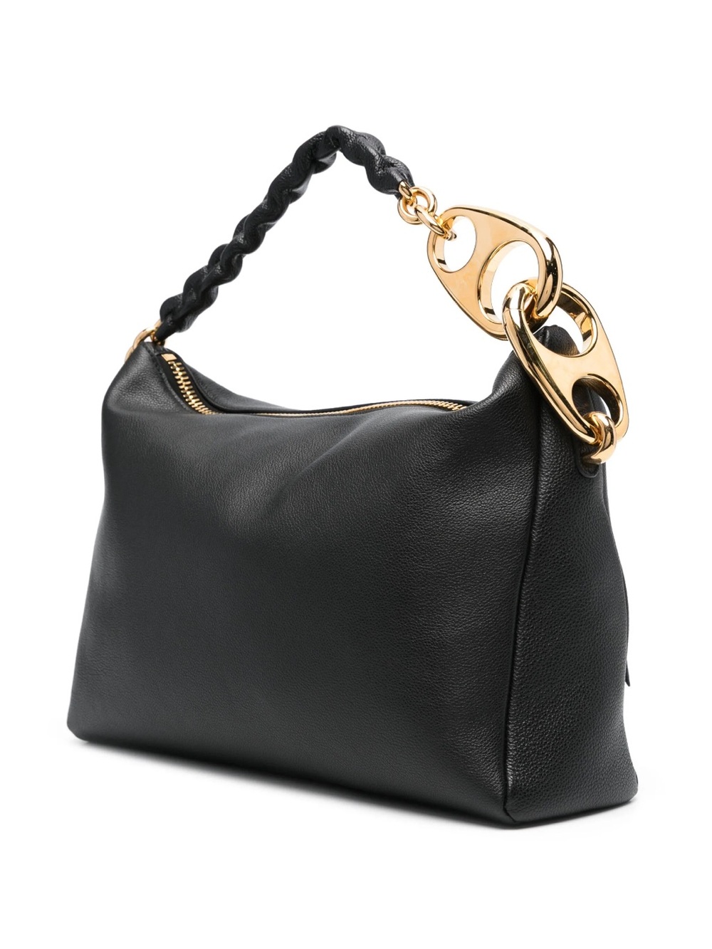Tom Ford Black Leather Shoulder Bag with Gold Hardware